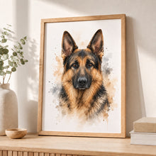 Ladda upp bild till gallerivisning, Schäfer Tavla – Inramat Hundporträtt