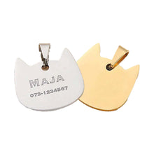 Ladda upp bild till gallerivisning, ID Bricka Katt med gravyr - Kattformad