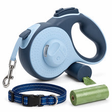 Load image into Gallery viewer, Leash Flexi Leash 5-8 m with Flashlight and Poop Bag Container + Collar
